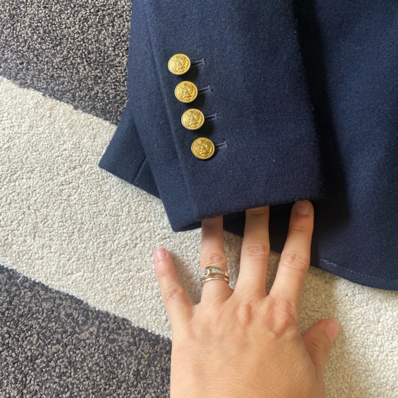 Fossil Navy Wool Blend Gold Button, Military Style Blazer Sz Medium - Picture 6 of 11